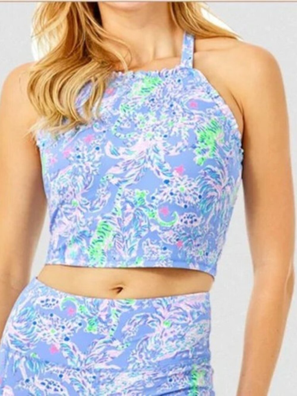 Lilly Pulitzer ~ Luxletic Letitia Bra Tank Top ~ Blue Peri the Turtle ~ M